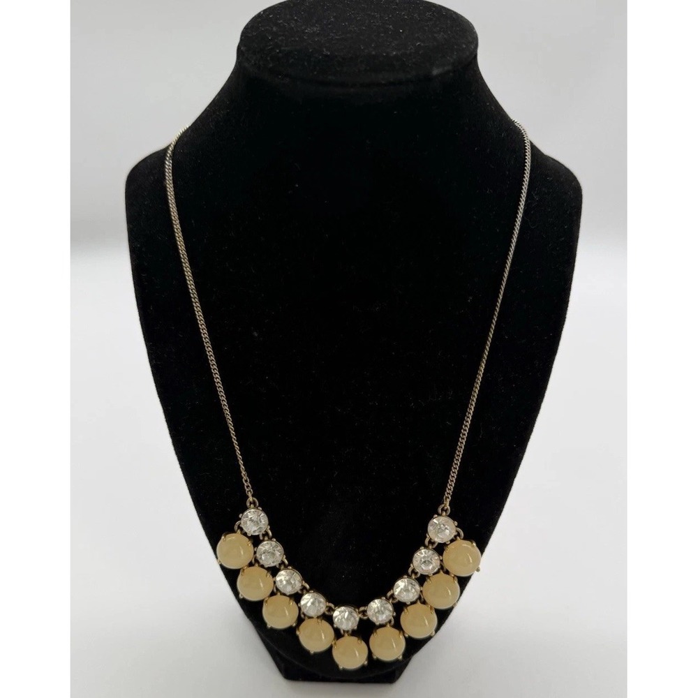 J. Crew Gold Tone Necklace‎ With Yellow And Clear Rhinestones Daisy Bib